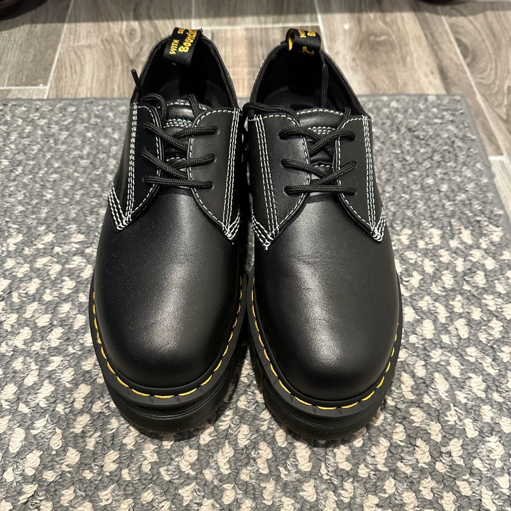 NEW SIZE 8 Dr Martens Audrick White Stitch Leather Platforms